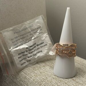 Elegant Rose Gold Plated Ring with Diamond Cubic Zirconia